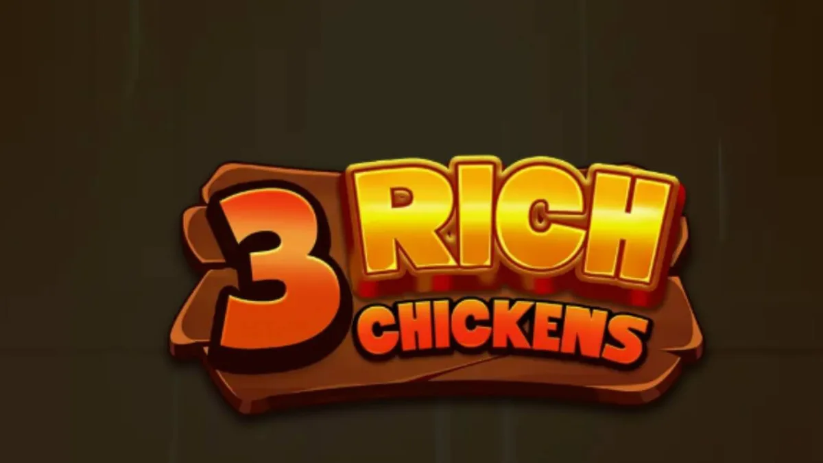 3 Rich Chickens slot game screen with colorful farm theme