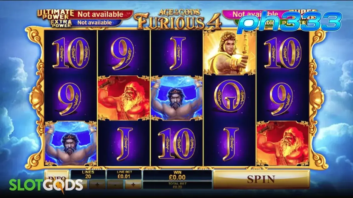 Visual interface ng Age of the Gods Furious 4 slot